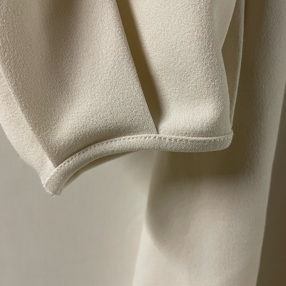 Express Women's Dress XS Midi Ivory Swing Long Sleeve A-Line Round Neck - Picture 4 of 7